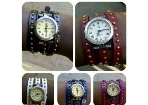 Genuine Leather Ladies Bracelet Wristwatch