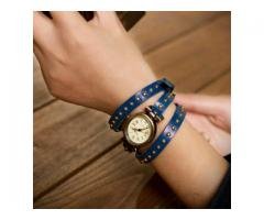 Genuine Leather Ladies Bracelet Wristwatch