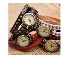 Genuine Leather Ladies Bracelet Wristwatch