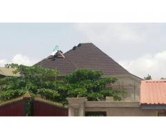 COFFEE/BLACK PATCH STONE COATED SHINGLE ROOF IN LAGOS